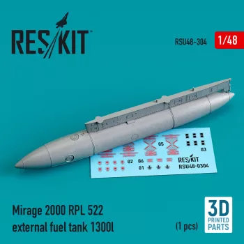   Reskit - Mirage 2000 RPL 522 external fuel tank 1300lt (3D Printed)