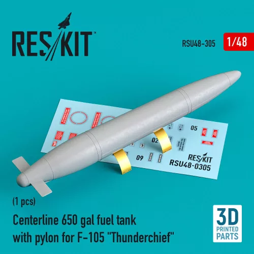 Reskit - Centerline 650 gal fuel tank with pylons for F-105 Thunderchief (1 pcs) (3D Printed)
