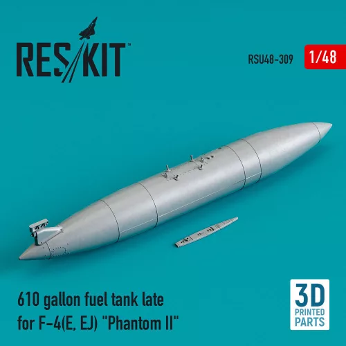 Reskit - 610 gallon fuel tank late for F-4(E EJ) Phantom II (3D Printed)