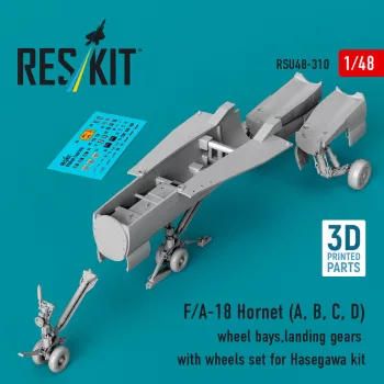   Reskit - F/A-18 Hornet (A B C D) wheel bays landing gears with wheels set for Hasegawa kit (3D Printed)