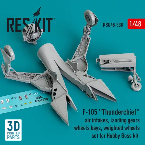 Reskit - F-105 Thunderchief air intakes landing gears with wheels bays and weighted wheels set for Hobby Boss kit (3D Printed)