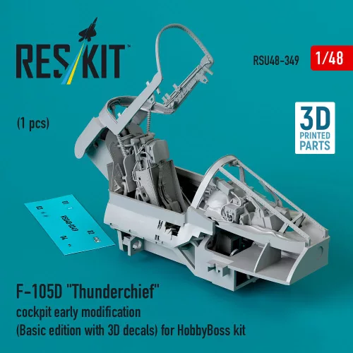 Reskit - F-105D Thunderchief cockpit early modification (Basic edition with 3D decals) for HobbyBoss kit (3D Printed)