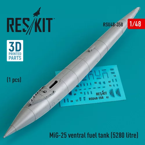Reskit - MiG-25 ventral fuel tank (5280 litre) (3D printed)