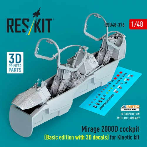 Reskit - Mirage 2000D cockpit (Basic edition with 3D decals) for Kinetic kit (3D Printed)