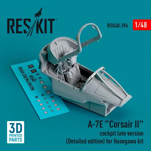 Reskit - A-7E Corsair II cockpit late version (Detailed edition) for Hasegawa kit (3D Printed)