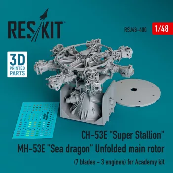   Reskit - CH-53E Super Stallion MH-53E Sea dragon unfolded main rotor (7 blades - 3 engines) for Academy kit (3D printed)