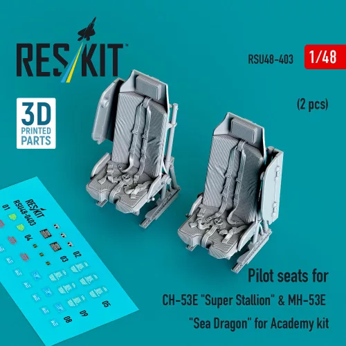 Reskit - Pilot seats for CH-53E Super Stallion & MH-53E Sea Dragon for Academy kit (2 pcs) (3D printed)
