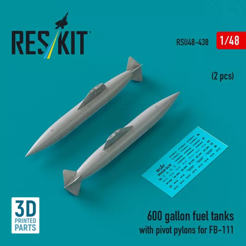 Reskit - 600 gallon fuel tanks with pivot pylons for FB-111 (2 pcs) (3D Printed)