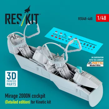   Reskit - Mirage 2000N cockpit (Detailed edition) for Kinetic kit (3D Printed)