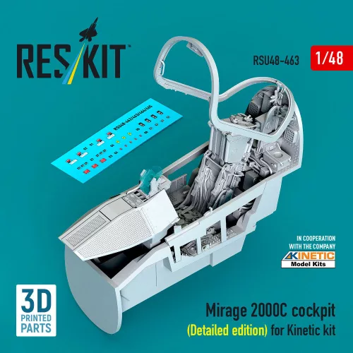 Reskit - Mirage 2000C cockpit (Detailed edition) for Kinetic kit (3D Printed)