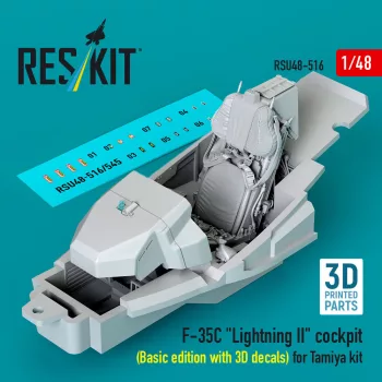   Reskit - F-35C Lightning II cockpit (Basic edition with 3D decals) for Tamiya kit (3D Printed)