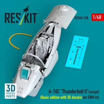   Reskit - A-10C Thunderbolt II cockpit (Basic edition with 3D decals) for GWH kit (3D Printed)