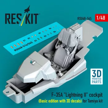   Reskit - F-35A Lightning II cockpit (Basic edition with 3D decals) for Tamiya kit (3D Printed)