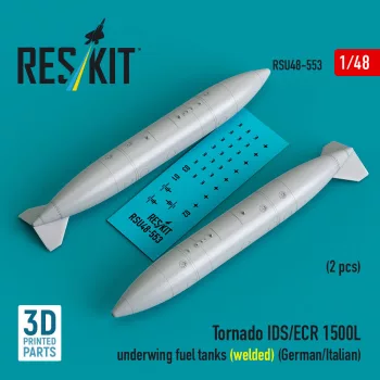   Reskit - Tornado IDS/ECR 1500L underwing fuel tanks (welded) (German AF / Italian AF) (2 pcs) (3D Printed)