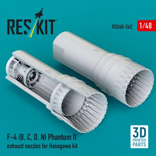 Reskit - F-4 (B C D N) Phantom II exhaust nozzles for Hasegawa kit (3D Printed)