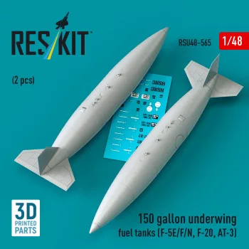   Reskit - 150 gallon underwing fuel tanks (2 pcs) (F-5E/F/N, F-20, AT-3) (3D Printed)