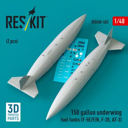 Reskit - 150 gallon underwing fuel tanks (2 pcs) (F-5E/F/N, F-20, AT-3) (3D Printed)