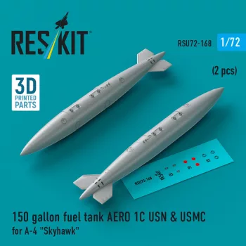   Reskit - 150 gallon fuel tank AERO 1C USN & USMC for A-4 Skyhawk (2 pcs) (3D Printed)
