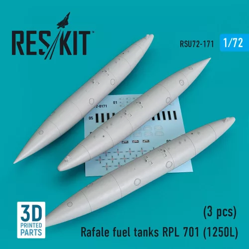 Reskit - Rafale fuel tanks RPL 701 (1250L) (3 pcs) (3D Printed)