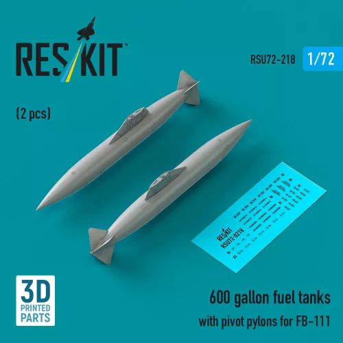 Reskit - 600 gallon fuel tanks with pivot pylons for FB-111 (2 pcs) (3D Printed)