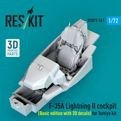 Reskit - F-35A Lightning II cockpit (Basic edition with 3D decals) for Tamiya kit (3D Printed)