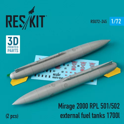Reskit - Mirage 2000 RPL 501/502 external fuel tanks 1700lt (2 pcs) (3D Printed)