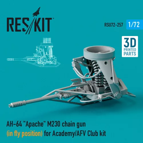 Reskit - AH-64 Apache M230 chain gun (in fly position) for Academy / AFV Club kit (3D Printed)