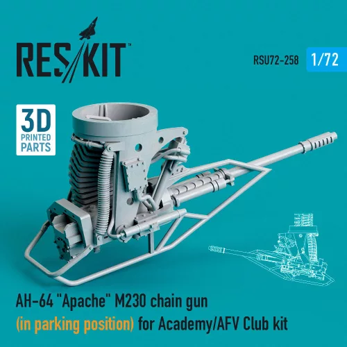 Reskit - AH-64 Apache M230 chain gun (in parking position) for Academy / AFV Club kit (3D Printed)