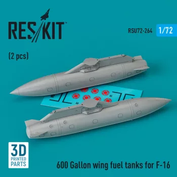   Reskit - 600 Gallon wing fuel tanks for F-16 & JASDF F2 (CJ/DJ Block + Sufa) (2 pcs) (3D Printed)
