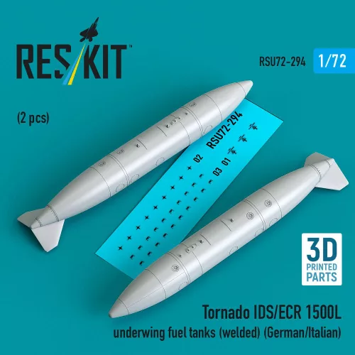 Reskit - Tornado IDS/ECR 1500L underwing fuel tanks (welded) (German/Italian) (2 pcs) (3D Printed)