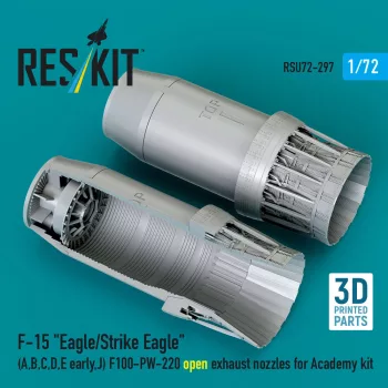   Reskit - F?15 Eagle/Strike Eagle (A B C D E early J) F100-PW-220 open exhaust nozzles for Academy kit (3D Printed)
