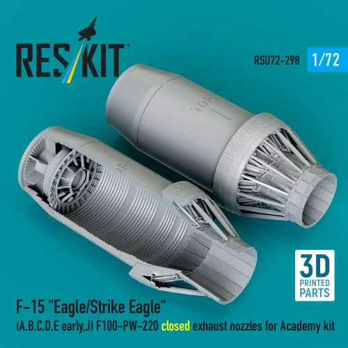 Reskit - F?15 Eagle/Strike Eagle (A B C D E early J) F100-PW-220 closed exhaust nozzles for Academy kit (3D Printed)