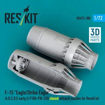   Reskit - F?15 Eagle/Strike Eagle (A, B, C, D, E early, J) F100-PW-220 closed exhaust nozzles for Revell kit (3D Printed)