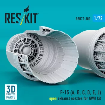   Reskit - F?15 Eagle/Strike Eagle (A,B,C,D,E early,J) F100-PW-220 open exhaust nozzles for GWH kit (3D Printed)