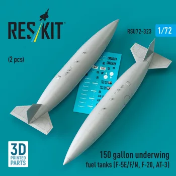   Reskit - 150 gallon underwing fuel tanks (F-5E/F/N, F-20, AT-3) (2 pcs) (3D Printed)