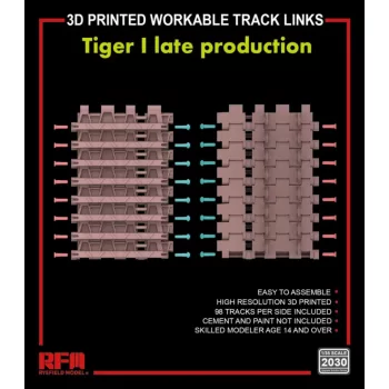   Rye Field Model - 3D printed  Workable track links for Tiger I late