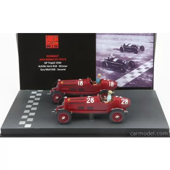   Rio-Models - Alfa Romeo F1 2X P3 Scuderia Ferrari N 18 Winner Tripoli Gp 1934 Varzi + P3 N 28 2Nd Tripoli Gp 1934 Moll Red