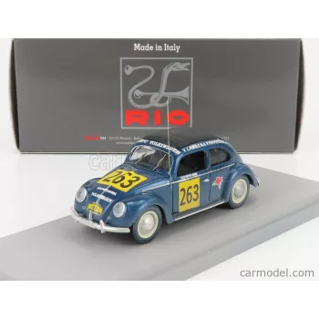   Rio-Models - Volkswagen Beetle Kafer Maggiolino Closed Roof N 263 Rally Panamericana 1954 M.Hinke Blue