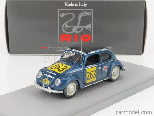 Rio-Models - Volkswagen Beetle Kafer Maggiolino Closed Roof N 263 Rally Panamericana 1954 M.Hinke Blue