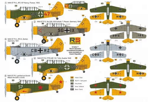 RS Models - Plastikový model letadla 1/72 NAA-57 "Luftwaffe" 5 decal v. for Luftwaffe