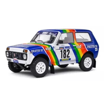   Solido - LADA NIVA N 182 RALLY PARIS-DAKAR 1984 JEAN PIERRE JABOUILLE - MICHEL SARDOU WHITE BLUE