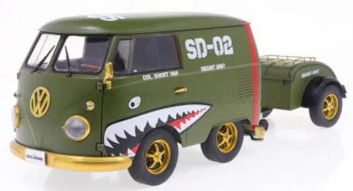 Solido - VOLKSWAGEN T1 VAN KOOL COMBI WITH TRAILER 1950 GREEN