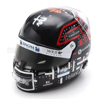   Spark - BELL HELMET F1  CASCO HELMET ALFA ROMEO C43 TEAM STAKE N 77 MONACO GP 2023 VALTTERI BOTTAS BLACK WHITE ORANGE