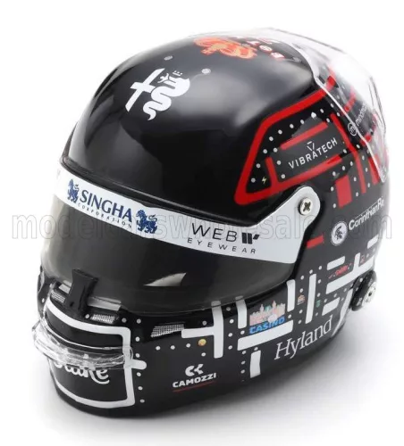 Spark - BELL HELMET F1  CASCO HELMET ALFA ROMEO C43 TEAM STAKE N 77 MONACO GP 2023 VALTTERI BOTTAS BLACK WHITE ORANGE