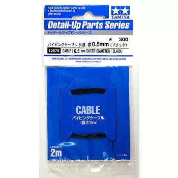   Tamiya - Detail Up Parts Series Cable (0.5Mm Outer Diameter /Black) Length 2M