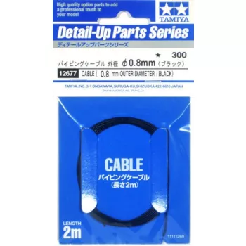   Tamiya - Cable (0.8 Mm Outer Diameter /Black) Length 2M - Detail Up Parts Series