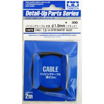   Tamiya - Cable (1.0 Mm Outer Diameter /Black) Length 2M - Detail Up Parts Series