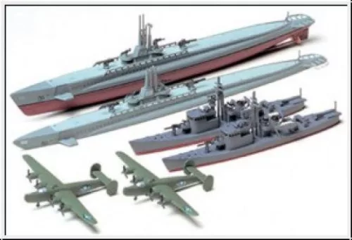 Tamiya - 1:700 US Submarine & Japanese Chaser - Gato Class & Chaser No.13