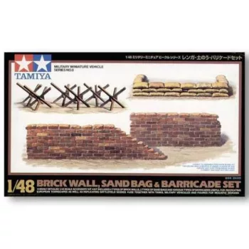 Tamiya - 1:48 Brick Wall Sand Bag & Barricade Set