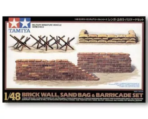 Tamiya - 1:48 Brick Wall Sand Bag & Barricade Set